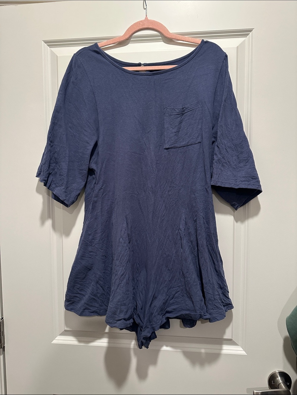 Women's Navy Blue Pocket Romper